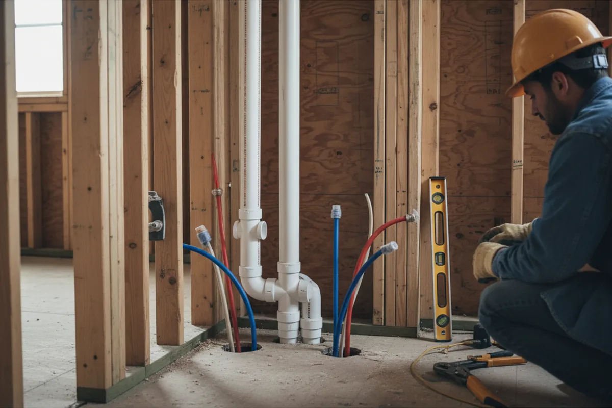 Drain and supply rough-in during Drain Cleaning in Sewell