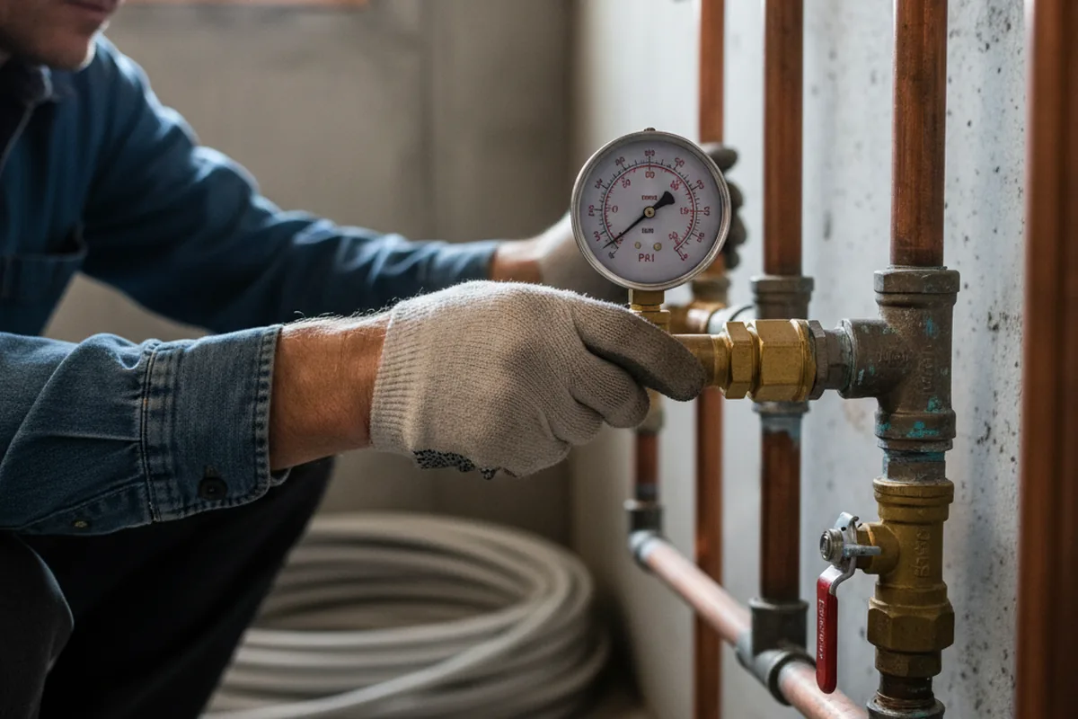 Pressure testing a repaired line during Water Line Repair in Sewell